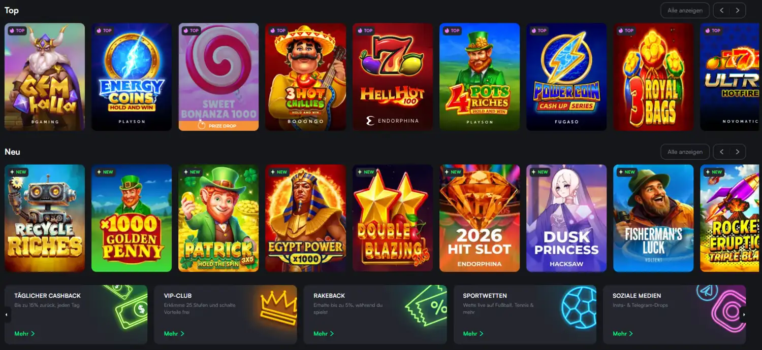 TrueLuck Casino Startseite