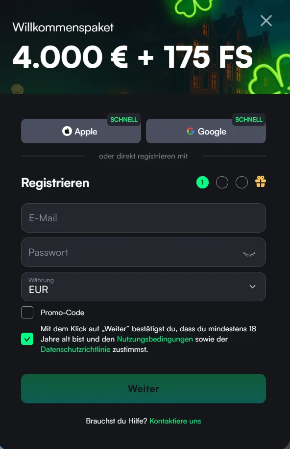 TrueLuck Casino Registrierung und Login